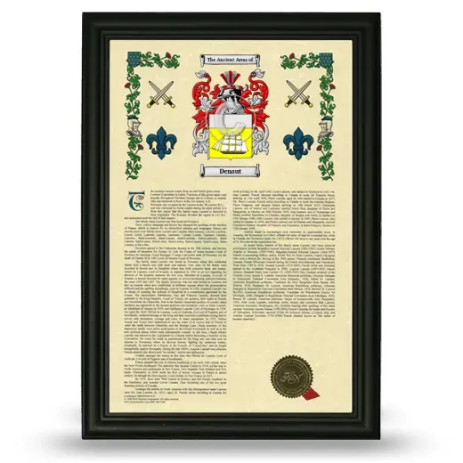 Denaut Armorial History Framed - Black