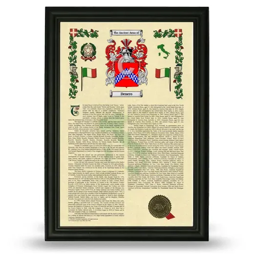Denero Armorial History Framed - Black