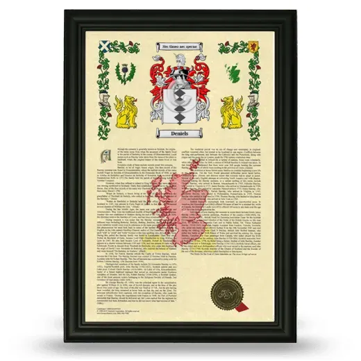 Deniels Armorial History Framed - Black