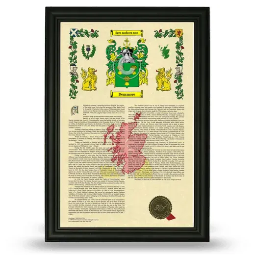 Densmore Armorial History Framed - Black