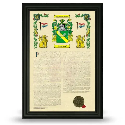 Denzeldorf Armorial History Framed - Black