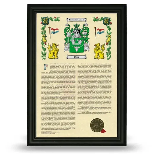 Deoz Armorial History Framed - Black