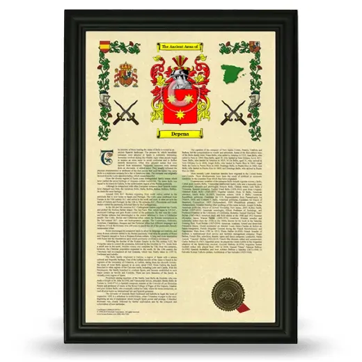 Depena Armorial History Framed - Black