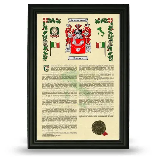 Dequinta Armorial History Framed - Black