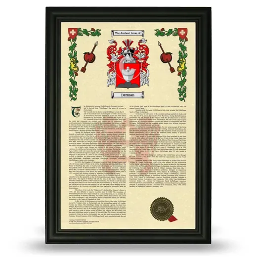 Derman Armorial History Framed - Black