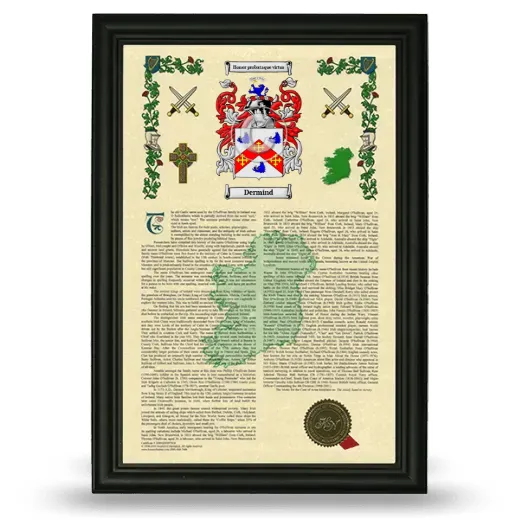 Dermind Armorial History Framed - Black