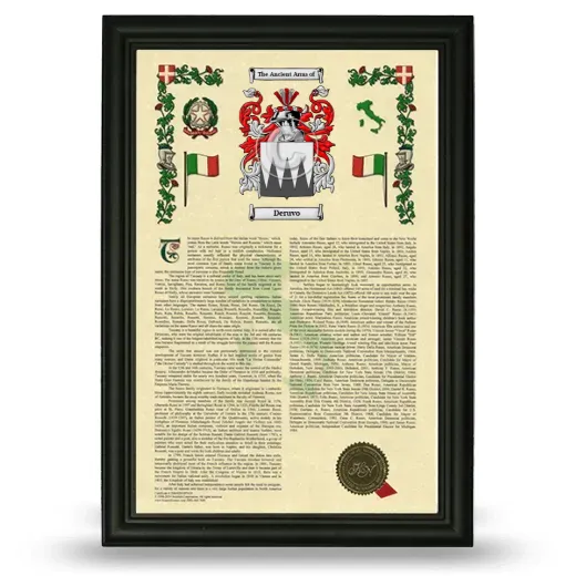 Deruvo Armorial History Framed - Black