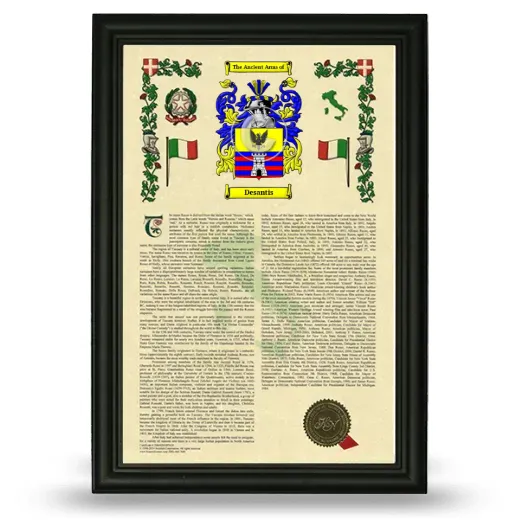 Desantis Armorial History Framed - Black