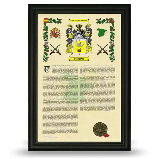 Desegovia Armorial History Framed - Black