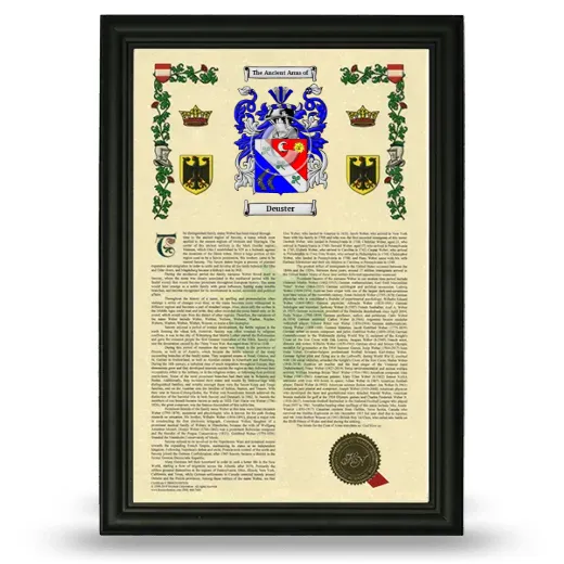 Deuster Armorial History Framed - Black