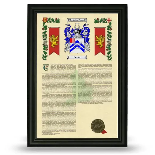 Dexter Armorial History Framed - Black