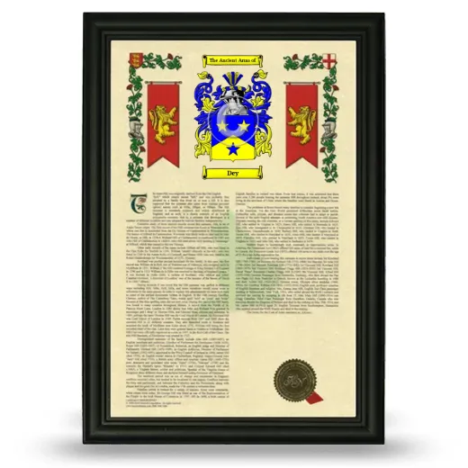 Dey Armorial History Framed - Black