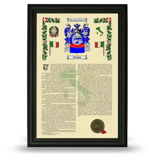 Di leone Armorial History Framed - Black