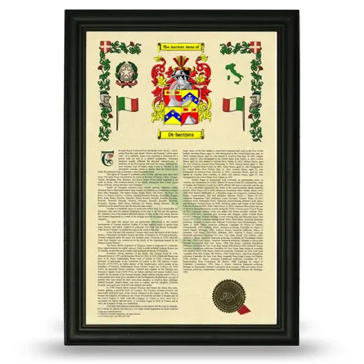 Di-battista Armorial History Framed - Black