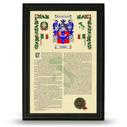 Di-felice Armorial History Framed - Black