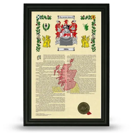 Dibbs Armorial History Framed - Black