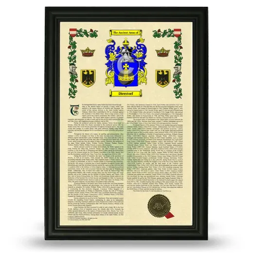 Dierstorf Armorial History Framed - Black