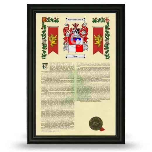 Dimer Armorial History Framed - Black
