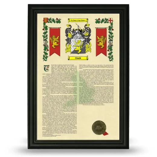 Dimik Armorial History Framed - Black