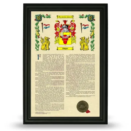 Dinger Armorial History Framed - Black