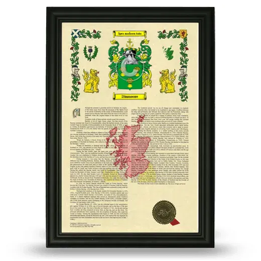 Dinmoore Armorial History Framed - Black
