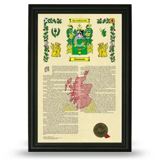 Dinsmoore Armorial History Framed - Black