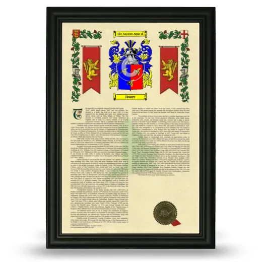 Doare Armorial History Framed - Black