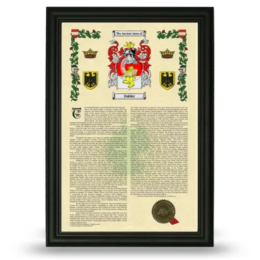 Dobler Armorial History Framed - Black