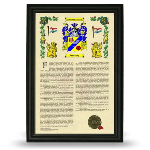 Doesburg Armorial History Framed - Black