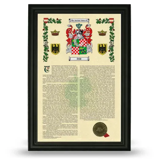 Dole Armorial History Framed - Black