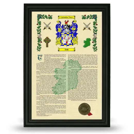 Dole Armorial History Framed - Black