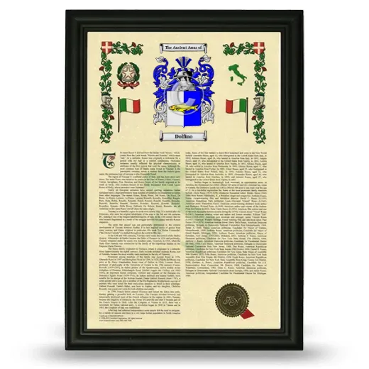 Dolfino Armorial History Framed - Black