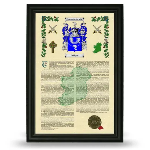 Dolfynd Armorial History Framed - Black
