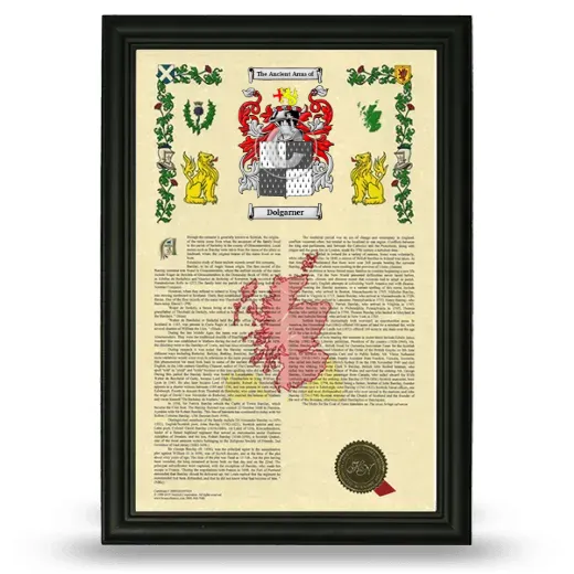 Dolgarner Armorial History Framed - Black