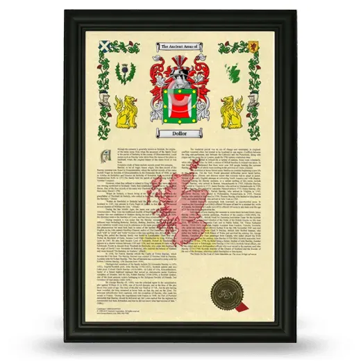 Dollor Armorial History Framed - Black