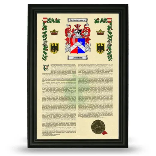 Dominiak Armorial History Framed - Black