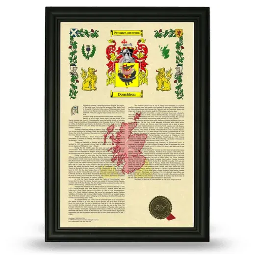 Donaldson Armorial History Framed - Black