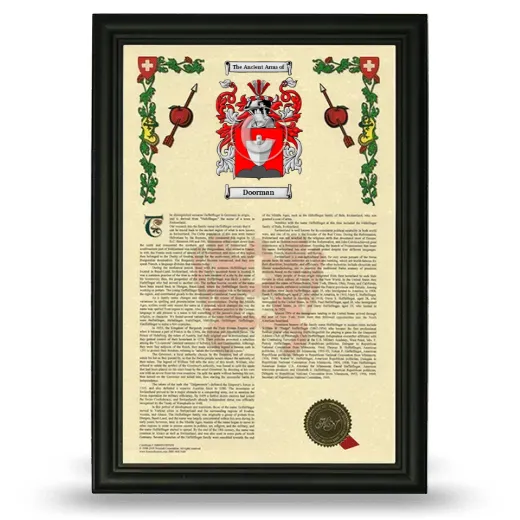 Doorman Armorial History Framed - Black
