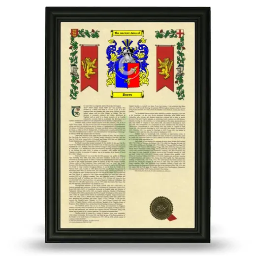 Dores Armorial History Framed - Black