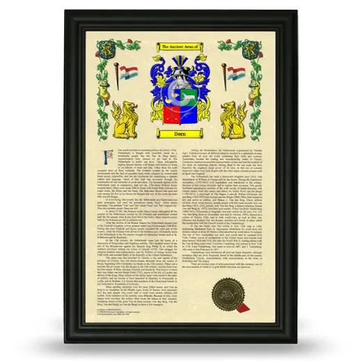 Dorn Armorial History Framed - Black