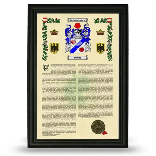 Dorner Armorial History Framed - Black