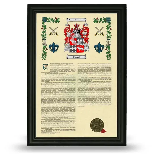 Douget Armorial History Framed - Black