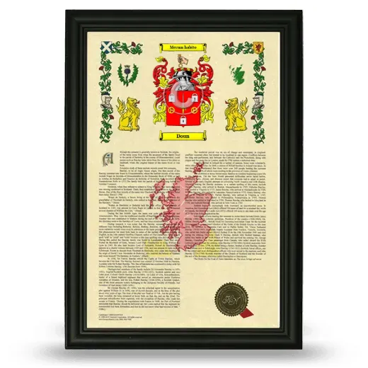 Doun Armorial History Framed - Black