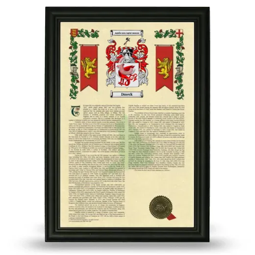 Draeck Armorial History Framed - Black