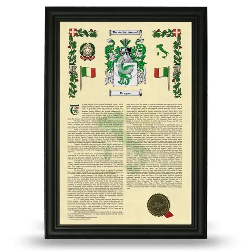 Dragas Armorial History Framed - Black