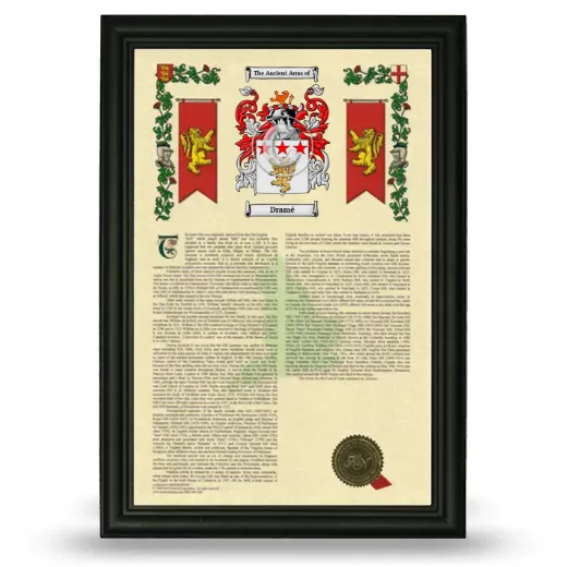 Dramé Armorial History Framed - Black