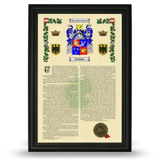 Drechsler Armorial History Framed - Black