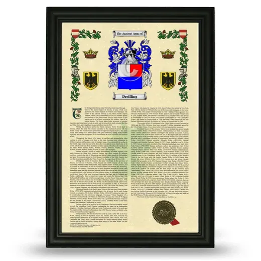 Dreffling Armorial History Framed - Black