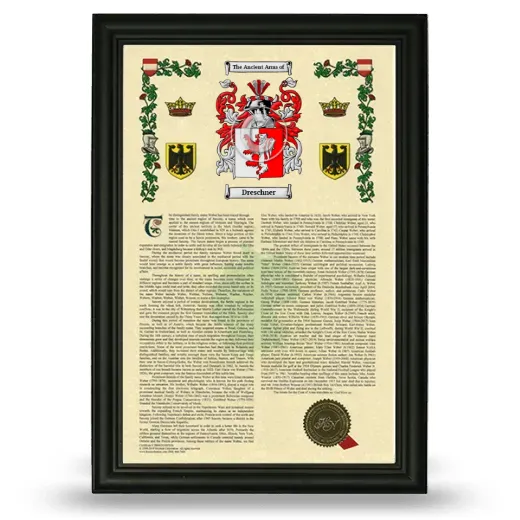 Dreschner Armorial History Framed - Black
