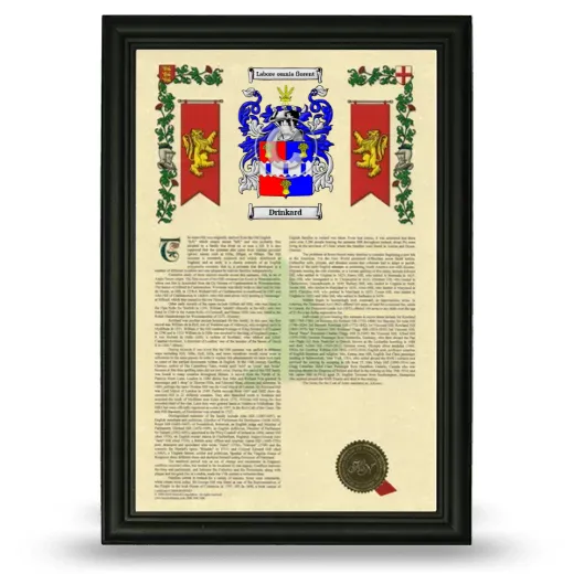 Drinkard Armorial History Framed - Black
